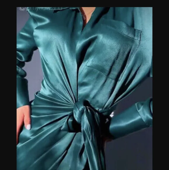 NWT Zara Long Green Shirt Dress, Size S - Picture 11 of 12